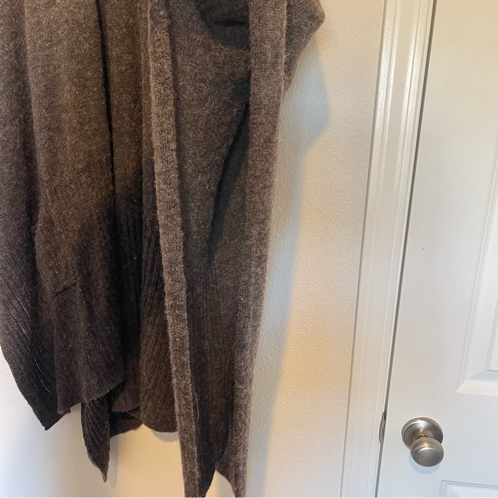 Chicos Wool Blend Poncho Sweater One Size Chocolate Brown Cozy Warm Lagenlook - Picture 10 of 13
